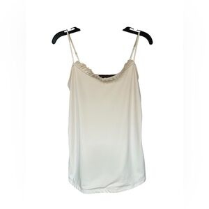 The Limited Cream White Fringe Front Lined Tank Top Dressy Office Size S